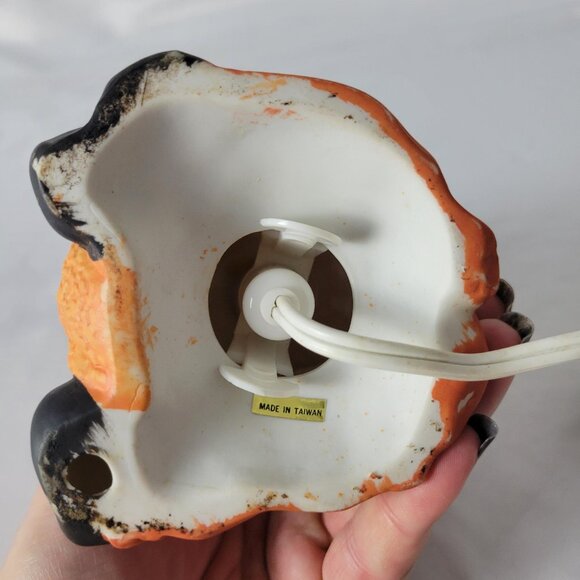 VTG Halloween Night Light Scarecrow Pumpkin Jack-o-lantern Brown Ceramic Mold 6" - Picture 7 of 7